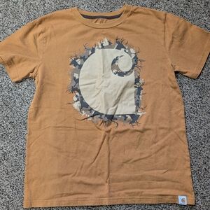 Carhartt Boys' Brown Short-Sleeve Tee with Cream Camouflage Graphic